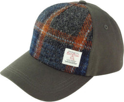 Baseball Cap Grijs en Roestbruin (Grey and Rust overcheck) - one size - Harris Tweed - Glen Appin of Scotland