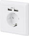 Basetech 1425527 Stopcontact (onderbouw) Met USB IP20 Wit