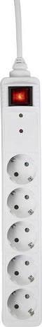 Basetech BT-1732743 Overspanningsveilige stekkerdoos 5-voudig Wit Randaarde stekker 1 stuk(s)