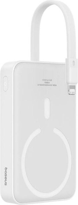 Baseus 10.000 mAh Powerbank Wit | Fast Charge 20W Lightning & USB-C | met MagSafe | Compact Reisformaat | Geintegreerde Lightning Kabel