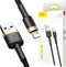 Baseus - Cafule - Kabel Duurzame Nylon Kabel USB / Lightning QC3.0 2.4A 1M Zwart-Goud - (CALKLF-BV1)