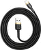 Baseus - Cafule - Kabel Duurzame Nylon Kabel USB / Lightning QC3.0 2.4A 1M Zwart-Goud - (CALKLF-BV1)