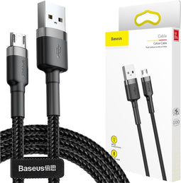 Baseus Cafule Series Fast Charge Micro-USB Gevlochten Kabel 1m Zwart
