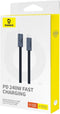 Baseus Flash Series 240W USB-C naar USB-C Laad/Videokabel 8K 1M Zwart
