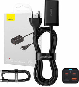 Baseus GaN3 Pro 65W Snellader Laptop/MacBook + 100W USB-C Kabel 5A 1M