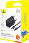 Baseus GaN5 25W Compacte Fast Charger Mini met USB-C naar USB-C Kabel 1M Zwart