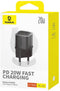Baseus GaN5S USB-C Snellader | 20W Power Delivery Adapter | Telefoon Oplader | Fast en Quick Charge | Geschikt voor o.a iPhone 14 / 15 | Zwart