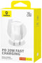Baseus GaN5S USB-C Snellader | 20W Power Delivery Adapter | Telefoon Oplader | Fast en Quick Charge | Geschikt voor o.a iPhone 14 / 15 | Wit