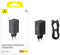 Baseus GaN6 65W USB-C/USB Snellader + 100W USB-C Kabel 1M Zwart