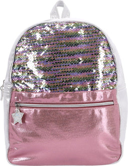 Basic Rugzak Pailletten Roze/Zilver