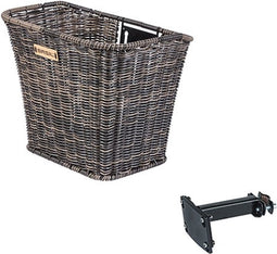 Basil Bremen Rattan Look Fietsmand FM - Voorop - Inclusief Bevestigingssysteem - Bruin