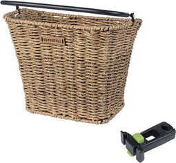 Basil Bremen Rattan Look Fietsmand KF - Voorop - Inclusief Bevestigingssysteem - Lichtbruin