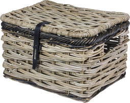 Basil Dijon L fietsmand voorop met deksel, grijs/zwart