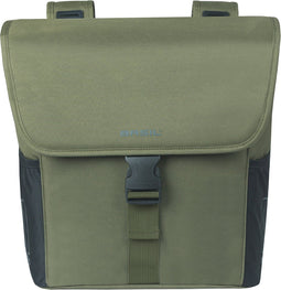 Basil GO - Dubbele fietstas - 32L - Donker groen - Waterafstotend - Reflectiedetails