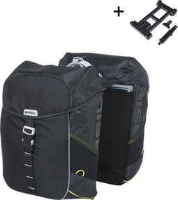 Basil Miles dubbele fietstas MIK, 34L, black lime