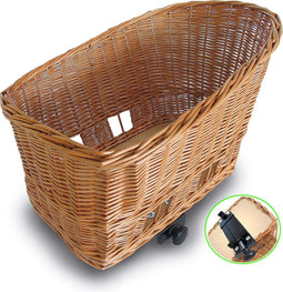 Basil Pasja Hondenfietsmand M - Achter - Riet - Inclusief Bevestigingssysteen - Medium - Bruin - 45 cm