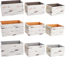 Basket spelset DKD Home Decor Bruin Grijs Oranje 32 x 24 x 18 cm (3 Stuks)