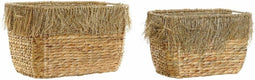 Basket spelset DKD Home Decor Bruin Multicolour Natuurlijk Franjes 40 x 30 x 26 cm