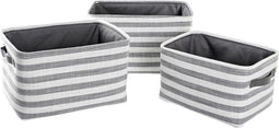 Basket spelset DKD Home Decor Grijs Strepen Katoen (42 x 32 x 25 cm) (3 Onderdelen)
