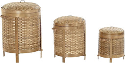 Basket spelset DKD Home Decor Natuurlijk Bamboe (31 x 31 x 44 cm) (3 Onderdelen)