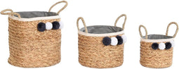 Basket spelset DKD Home Decor Natuurlijk Katoen Pompons Natuurlijke Vezel (40 x 40 x 35 cm)