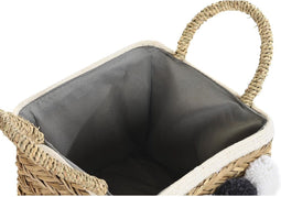 Basket spelset DKD Home Decor Natuurlijk Natuurlijke Vezel Pompons 33 x 33 x 25 cm 2 Onderdelen