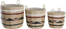 Basket spelset DKD Home Decor Polyester Koloniaal Vezel (38 x 38 x 36 cm)