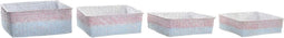 Basket spelset DKD Home Decor Polyester Natuurlijke Vezel Boho Mediterrane (26 x 26 x 9 cm) (4 Onderdelen)