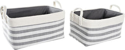 Basket spelset DKD Home Decor Strepen Grijs Katoen (40 x 30 x 23 cm) (2 Onderdelen)
