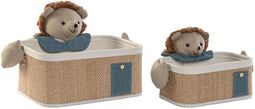Basket spelset Home ESPRIT Groen Natuurlijk 40 x 32 x 27 cm (2 Onderdelen)