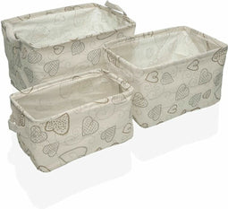 Basket spelset Versa Cozy Hartjes Polyester Textiel 3 Onderdelen (25 x 22 x 35 cm)