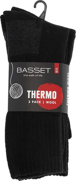 Basset Wollen Thermo Werksokken 2-Pack - Antraciet - Maat: 47-50