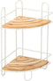 Bath& Shower Badkamer Hoekrek - 36 x 20 x 20 cm - Metaal en Bamboe - 2 Legplanken