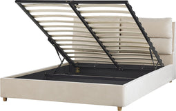 BATILLY - Tweepersoonsbed - Lichtbeige - 160 x 200 cm - Fluweel