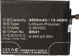 Batterij alleen geschikt voor Xiaomi Note 4-batterij BN41, BN41L Li-Polymer 3,85 V, 4000 mAh, 15,4 Wh, ingebouwd, zonder gereedschap