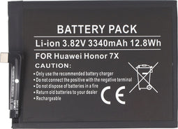 Batterij geschikt voor Huawei Honor 7X, Li-Polymer, 3.82V, 3340mAh, 12.8Wh, ingebouwd, zonder gereedschap