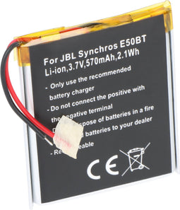 Batterij geschikt voor JBL Synchros E50BT, Li-ion, 3.7V, 570mAh, 2.1Wh, ingebouwd, zonder gereedschap