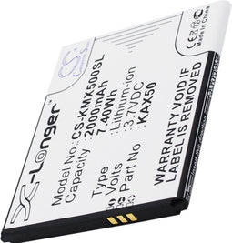 Batterij geschikt voor Kazam Trooper X5.0, batterij KAX50 3.7 volt 2000mAh
