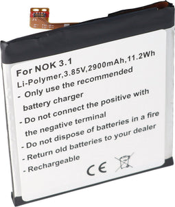 Batterij geschikt voor Nokia 3.1, Li-Polymer, 3.85V, 2900mAh, 11.2Wh, ingebouwd, zonder gereedschap