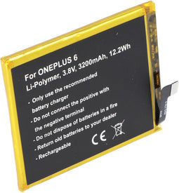 Batterij geschikt voor ONEPLUS 6, Li-Polymer, 3.8V, 3200mAh, 12.2Wh, ingebouwd, zonder gereedschap