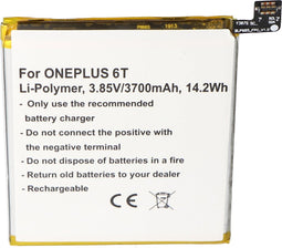Batterij geschikt voor ONEPLUS 6T, Li-Polymer, 3.85V, 3700mAh, 14.2Wh, met IC-chip, ingebouwd, zonder gereedschap