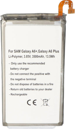 Batterij geschikt voor Samsung Galaxy A6 +, Galaxy A6 Plus, Li-Polymer, 3.8V, 3500mAh, 13.3Wh, ingebouwd, zonder gereedschap