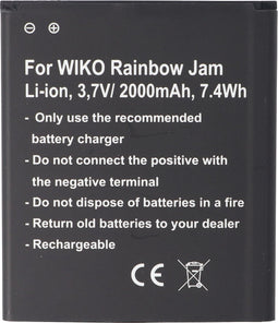 Batterij geschikt voor Wiko Rainbow Jam, Wiko Rainbow Jam 4G, batterij 5222, 60,2 x 70,0 x 4,7 mm