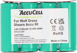 Batterij geschikt voor Wolf-gazonschaar Accu 60, ACCU60, 4,8 volt NiMH-batterij 2150 mAh