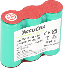 Batterij voor Wolf-gazonschaar Accu 45, ACCU45, 3,6 volt NiMH 2150mAh