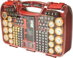 Battery Daddy Dubbelzijdige Batterijbox case met Batterij Tester- Batterij organizer houder bewaardoos voor 180 batterijen - Batterij opbergdoos met handvat - Geschikt voor AA-, AAA-, 9-Volt-, C-, knoopcel- en D-batterijen