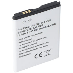 Battery suitable for Emporia Select V99, Basic V26, AK-V99, Li-ion, 3.7V, 1200mAh, 4.4Wh