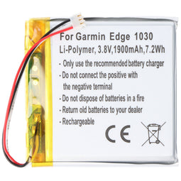 Battery suitable for Garmin Edge 1030, Li-Polymer, 3.8V, 1900mAh, 7.2Wh