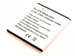 Battery suitable for ZTE Blade A521, Li-ion, 3.85V, 2350mAh, 9.0Wh, built-in, without tools