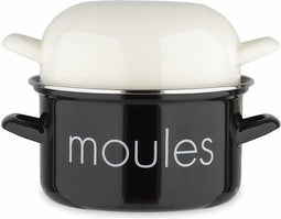 BAUMALU vormpot 20 cm - Mosseldecoratie - Witte deksel - Zwart